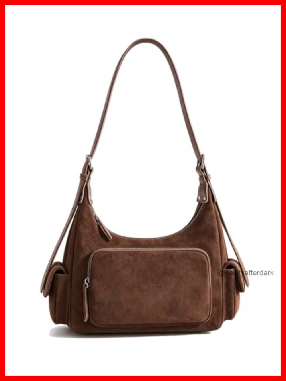 Faux Suede Hobo Shoulder Bag Crossbody Handbag Adjustable Strap Women